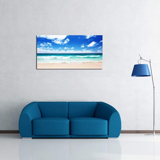 XXMWallArt FC1475 Canvas Prints Wall Art Seychelles Beach Ocean Waves Nature Seascape Picture Artwork Prints Framed Ready to Hang for Home Office Bedroom Living Room Bathroom Kitchen Wall Decor