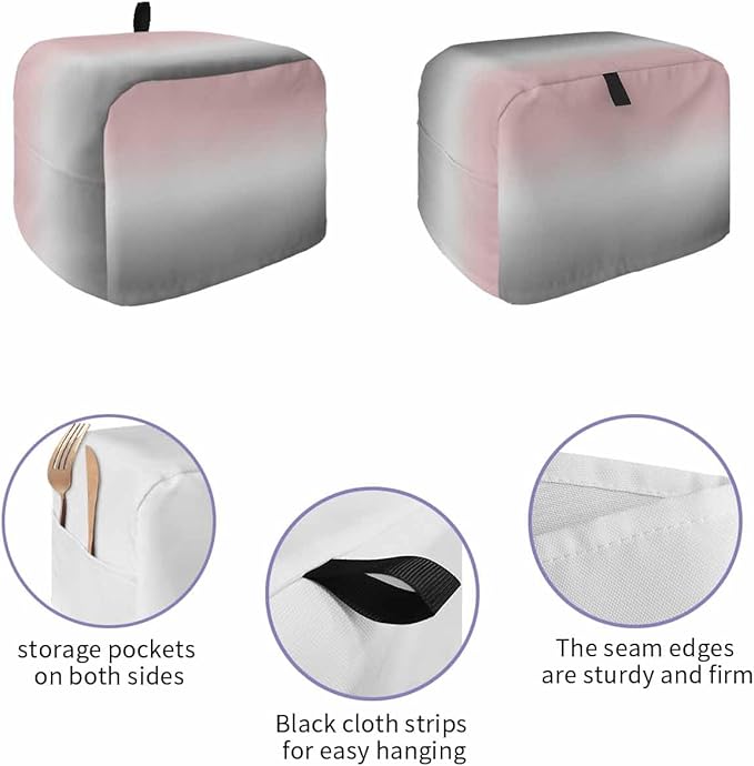 Toaster Cover 2 Slice Pink and Grey Ombre Toaster Oven Cover with Pockets Gradient Gradual Color Dustproof Bakeware Protector Small Kitchen Appliance Dust Covers and Fingerprint Protection for Women