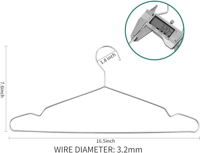 Metal Hangers Clothing Heavy Duty for Closet 40 Pack Stainless Steel Hanger 16.5in by WYCQKL