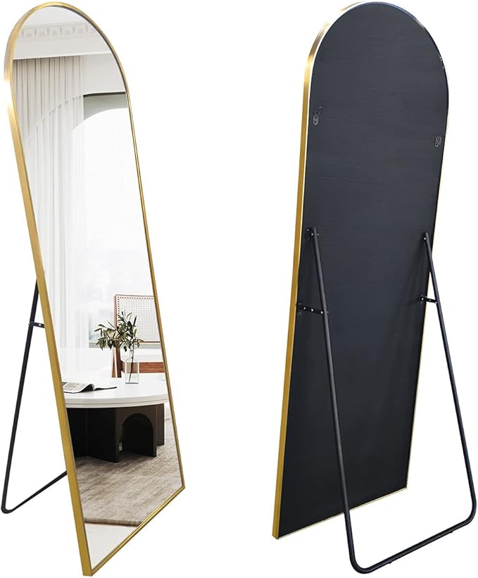 OGCAU Full Length Mirror, 71"x30" Arched-Top Standing Mirror, Hanging or Leaning, Full Body Wall Mounted with Aluminum Frame for Living Room, Bedroom, Home Decor (Gold)