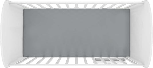 Hooga Grounding Crib Sheet, Organic Fitted Grounded Sheet for Baby Crib, Earth Connected Bedding (52”x28”x8”) Pure Silver Fiber and Cotton, Grounding Cord Included. Gray