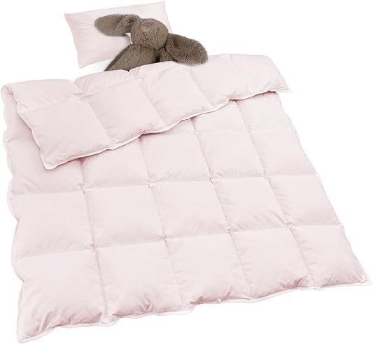 zzlamb Toddler Comforter Baby Down Blanket, Lightweight & Breathable Small Crib Quilt All Season Duvet Insert, Soft Noiseless Shell Down Proof Machine Washable, Cherry Pink 45x60in