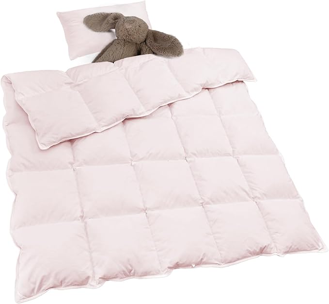 zzlamb Toddler Comforter Baby Down Blanket, Lightweight & Breathable Small Crib Quilt All Season Duvet Insert, Soft Brushed Noiseless Shell Down Proof Machine Washable, Cherry Pink 41x48in