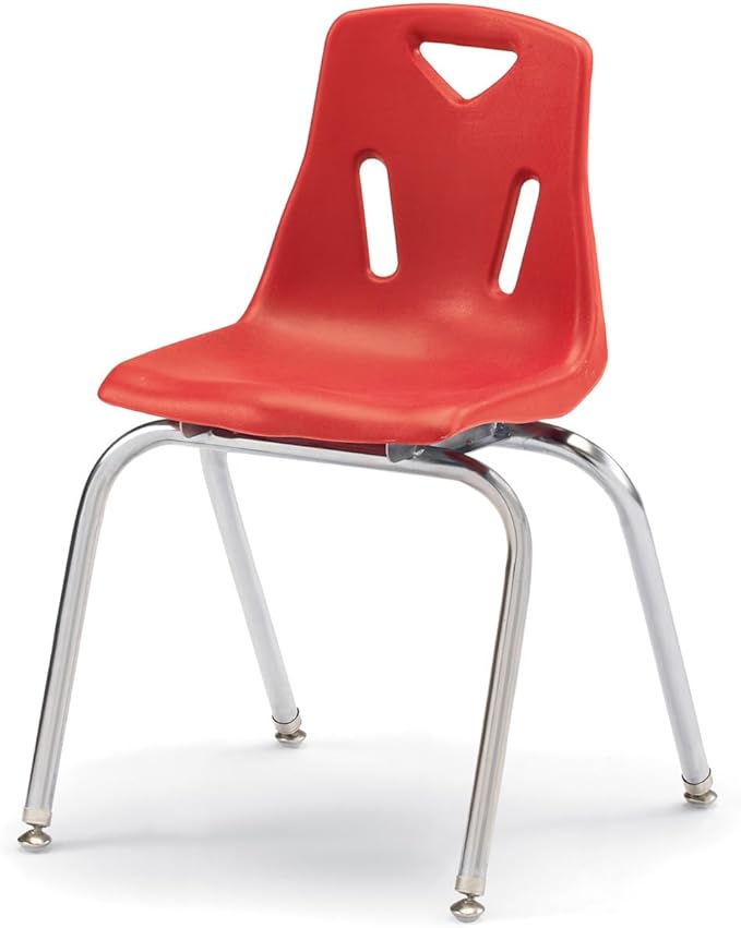 Jonti-Craft Berries 8148JC1008 Stacking Chair with Chrome-Plated Legs, 18" Height, Red