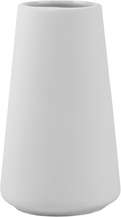 Simple Vase for Flowers Plants, Matte Vases for Modern Table Shelf Home Decor Wedding Boho Decor, 6" H Frosted Elegant Ceramic Vase for Pampas Grass Fluffy Stem Bouquet Lavender Flowers (White, 1)