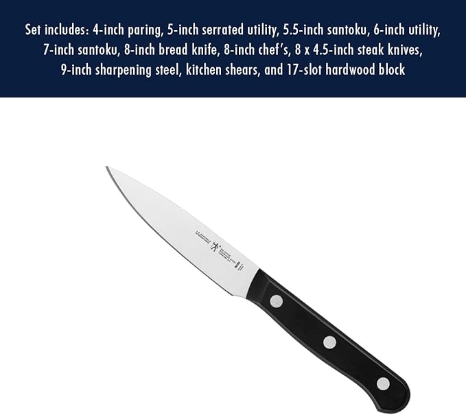 HENCKELS Solution Razor-Sharp 18-pc Knife Set, Chef Knife, Bread Knife, Steak Knife, German Engineered Informed by 100+ Years of Mastery, Brown