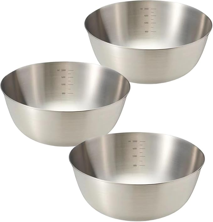 MANHONGYU Stainless Steel Mixing Bowls Set for Kitchen, Dishwasher Safe Nesting Bowls for Cooking, Baking, Meal Prepping, 3Pcs 2.5Qt,Stackable