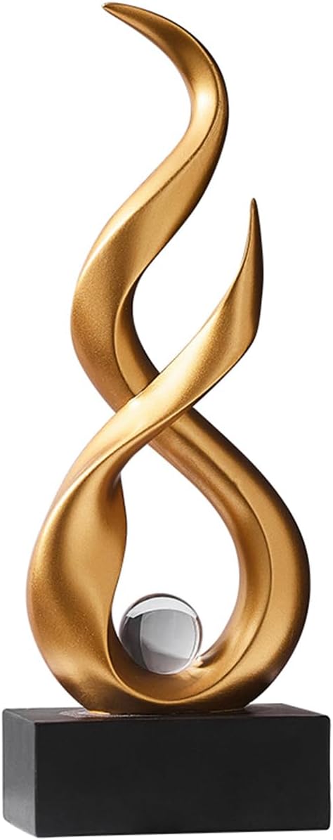AWNR Abstract Art Deco Decor Statues for Home,Shelves,Table,Living Room, Dining Room,Modern Sculpture Decoraciones of Homes for Sale (Gold B)