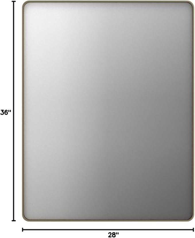 LOAAO 28”X36” Bronze Bathroom Mirrors for Vanity, Rounded Rectangle Brushed Bronze Metal Frame Mirror, Anti-Rust, Hangs Horizontally or Vertically
