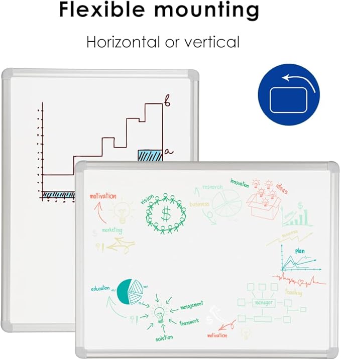 DEVELOP Large Magnetic Dry Erase Board, 60" X 36", Hanging Whiteboard for Home Office School Supplies, Silver Aluminium Frame with Detachable Marker Tray, 4 Markers, 1 Eraser and 4 Magnets