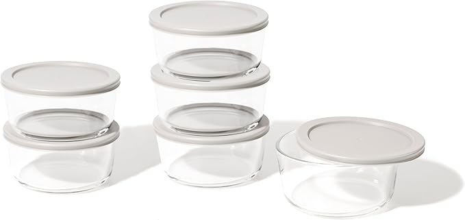 12-Piece Glass Food Storage Containers Set (6 Containers + 6 BPA-Free Lids) | 4-Cup, Leakproof | Microwave, Freezer, Oven & Dishwasher Safe | Ideal for Meal Prep & Pantry Organization