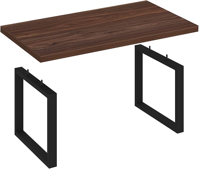 IBF Rustic Coffee Table, Simple Vintage Center Table, Minimalist Industrial Living Room Table, Farmhouse Wood and Metal Rectangle Tea Coffee Table for Home Bedroom Office, Walnut, 47 Inch