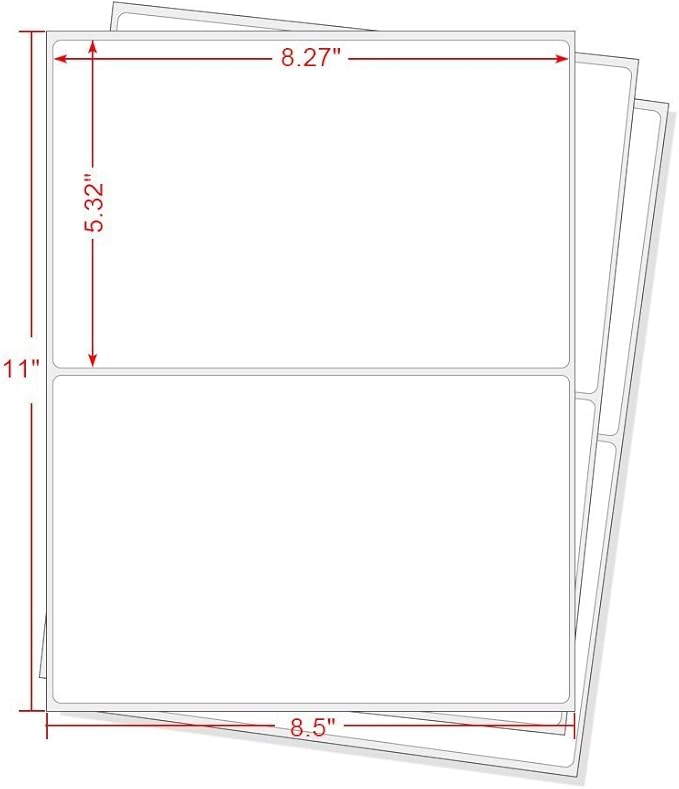 RBHK Half Sheet Self Adhesive Shipping Labels for Laser & Inkjet Printers, 2000 Labels, Rounded Corner (1000 Sheets)