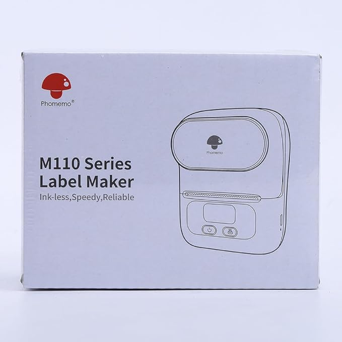 Phomemo M110 Label Makers - Barcode Label Printer Bluetooth Label Maker Portable Thermal Printer for Small Business, Address, Barcode, Logo, Clothing, Mailing, Sticker Printers for Phones & PC, Black