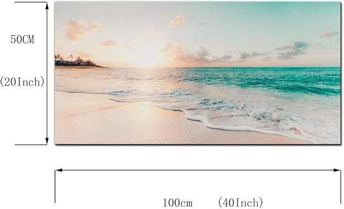 DZL Art S73850 Wall Art Canvas Prints Beach Sunset Ocean Waves Nature Pictures Painting Canvas Paintings Ready to Hang for Home Decorations Wall Decor