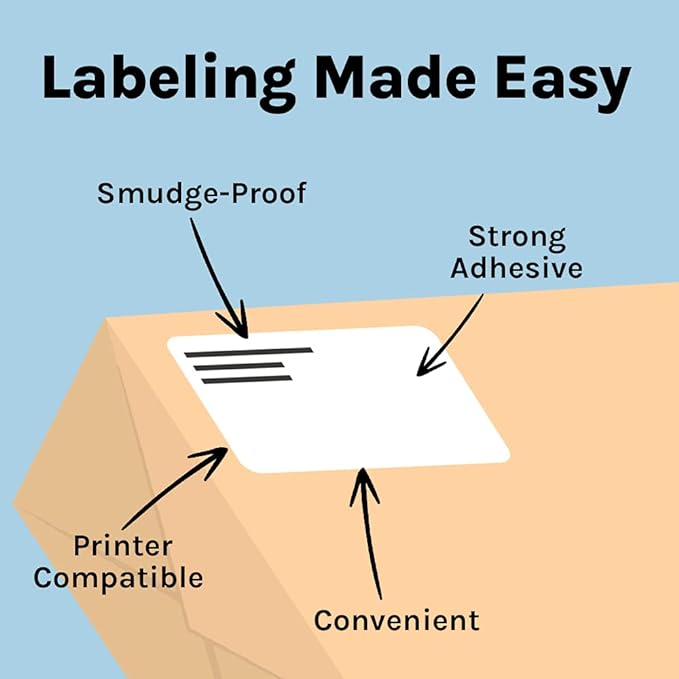 Premium Label Supply White Sticker Shipping Labels – 4" x 5" – Laser/Inkjet Compatible – (4 per Sheet), 2000 Sheets - 8,000 Total Adhesive Labels