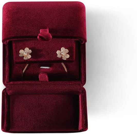 Necklace Jewelry Box，Velvet Earring Gift boxes Display，Valentine Necklaces Holder for Women，Men Earrings Storage Cases (Red)