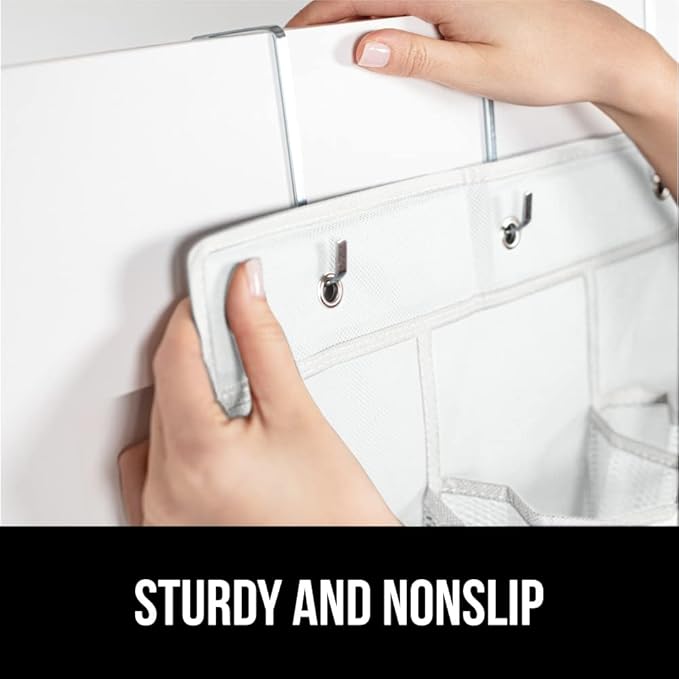 GORILLA GRIP Over the Door Shoe Organizer, 2 Pack, 24 Breathable Mesh Pockets, Space Saving Hanging Storage Holder, Closet Rack Hanger Holds Up to 40 lbs, Hangs on Closets, Shoes, Accessories, White