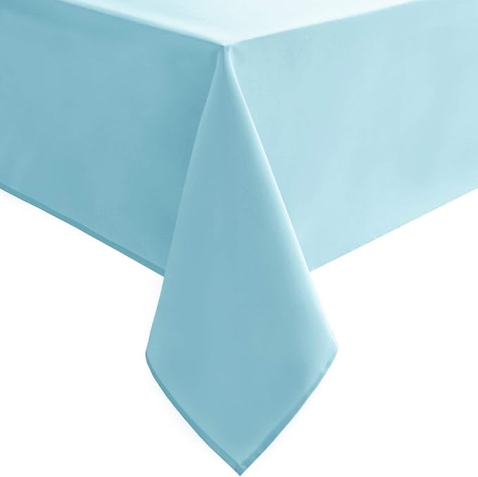 Hiasan Waterproof Tablecloth Rectangle - Washable Fabric Table Cloth for Dining Room Kitchen Birthday Party and Outdoor Use, Sky Blue, 54 x 120 Inch