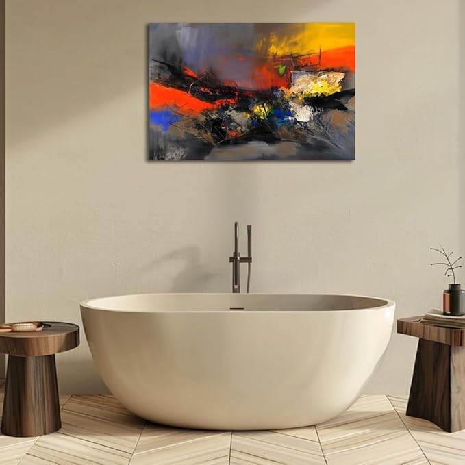 Red Black and Gray Abstract Canvas Wall Art Colorful Modern Multicolored Pictures for Living Room Contemporary Painting Wall Decor for Bedroom Home Office Decortions 24x36 inches