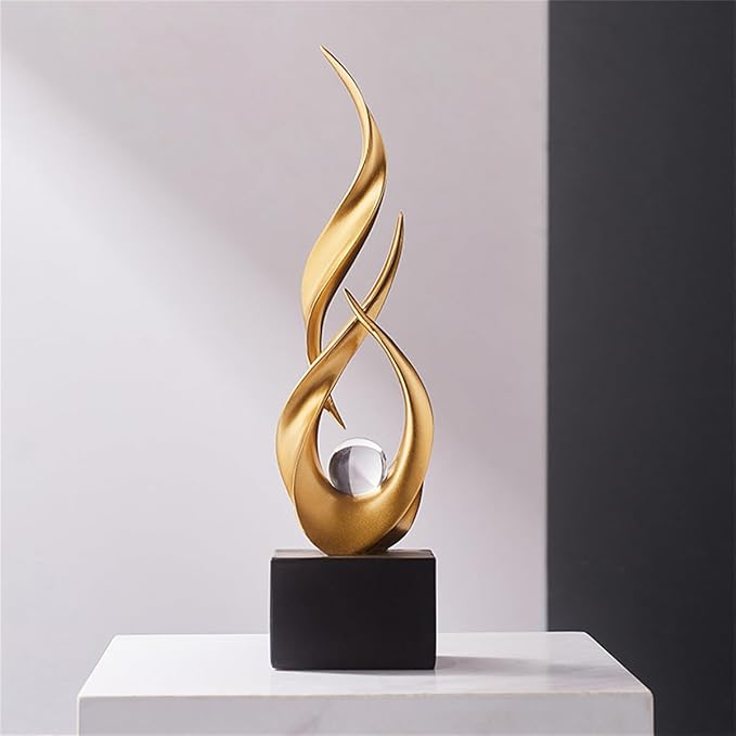 AWNR Abstract Art Deco Decor Statues for Home,Shelves,Table,Living Room, Dining Room,Modern Sculpture Decoraciones of Homes for Sale (Gold D)