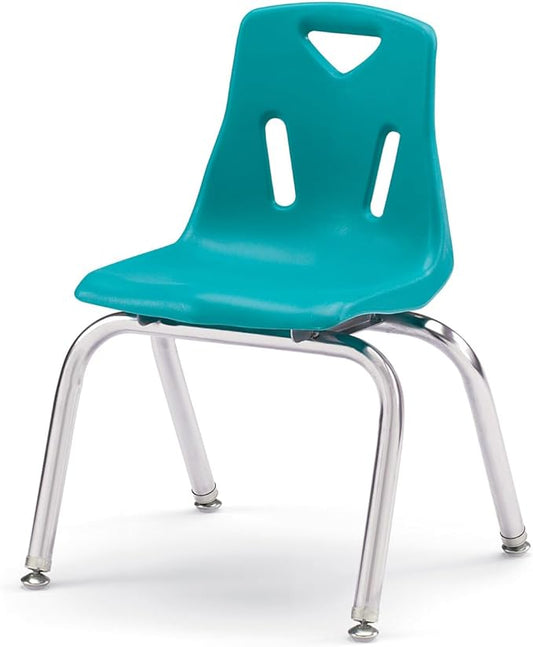 Jonti-Craft Berries 8144JC1005 Stacking Chair with Chrome-Plated Legs, 14" Height, Teal