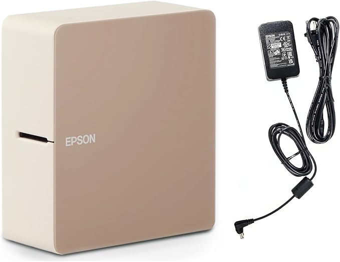 LABELWORKS Epson LW-C610PX Premium Portable Wireless Label Maker with AC Adapter - Ideal for Home, Crafts, and Organization