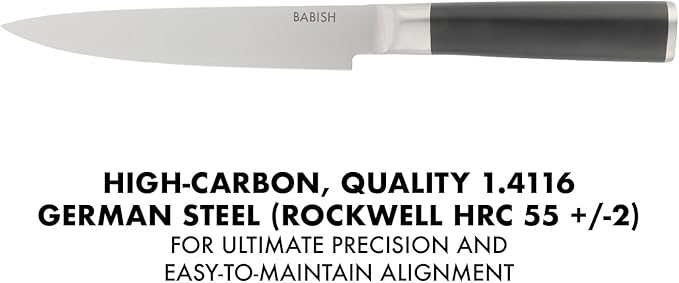 Babish High-Carbon 1.4116 German Steel 8 Inch Full Tang, Forged Carving Kitchen Knife
