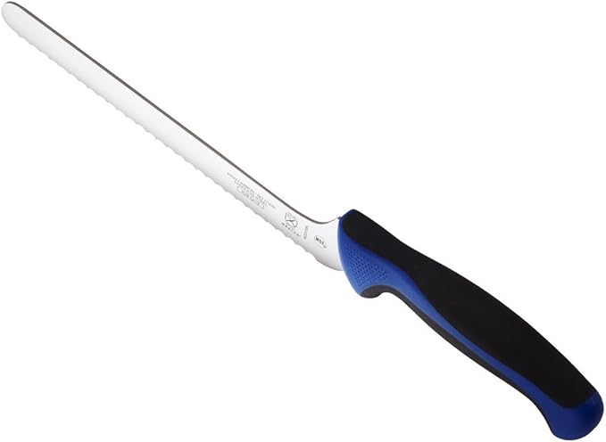 Mercer Culinary Millennia Colors 8-Inch Offset Wavy Edge Bread Knife, Blue