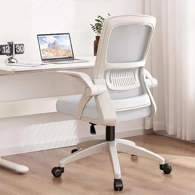 Office Chair, Ergonomic Desk Breathable Mesh Swivel Chair with Flip-Up Arms and Lumbar Support Computer for Home Office