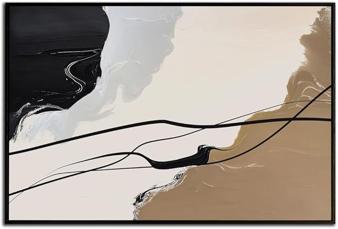 Abstract Wall Art Canvas Decor Abstract Art Paintings for Living Room Brown and Grey Fantasy Graffiti Pictures for Home Bedroom Kitchen Decorations 24x36 Inches with Black Frame