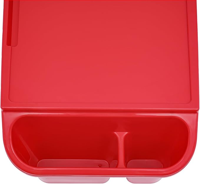 6 Pcs Kids Lap Desk Tray, Plastic Breakfast Lap Desk Trays with Side Pockets and Slot, Portable Lap Table Snack Tray for Eating, Writing, Drawing, Game, 19.69" L x 9.84" W x 7.1" H (Red*6)