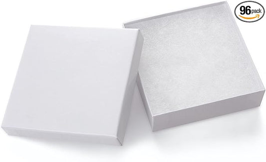 GEFTOL Jewelry Gift Boxes 96 Pack 3.5x3.5x1 Inch Cardboard Jewelry Boxes,Small Gift Boxes for Jewelry Earrings Necklaces Handmade Bangles Bracelets(White)
