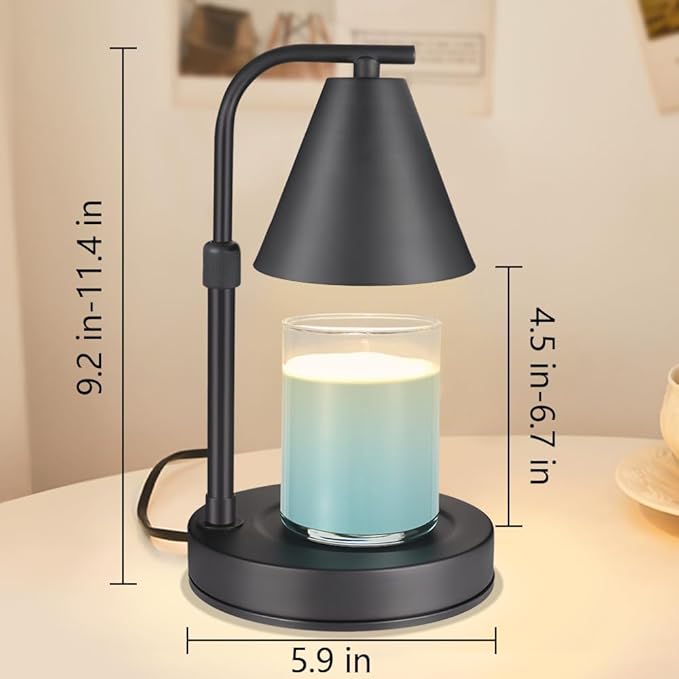Candle Warmer Lamp, Electric Candle Lamp Warmer Birthday for Mom Women Home Bedroom Decor Dimmable Wax Melt Warmer for Scented Wax with 2 Bulbs, Jar Candles(Height-Adjustable)