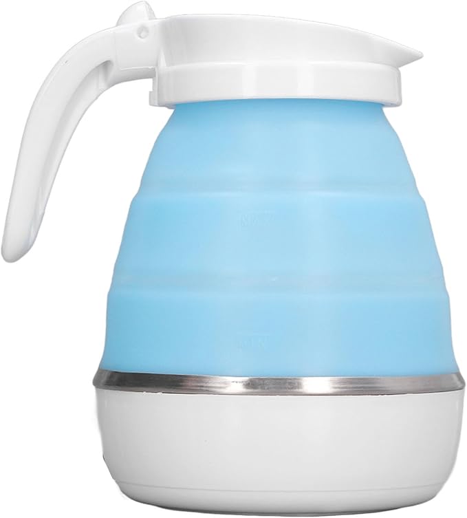 Folding Electric Kettle, US Plug 110V 400W Collapsible Hot Water Kettle with Detachable Power Cord for Desktop (Blue)