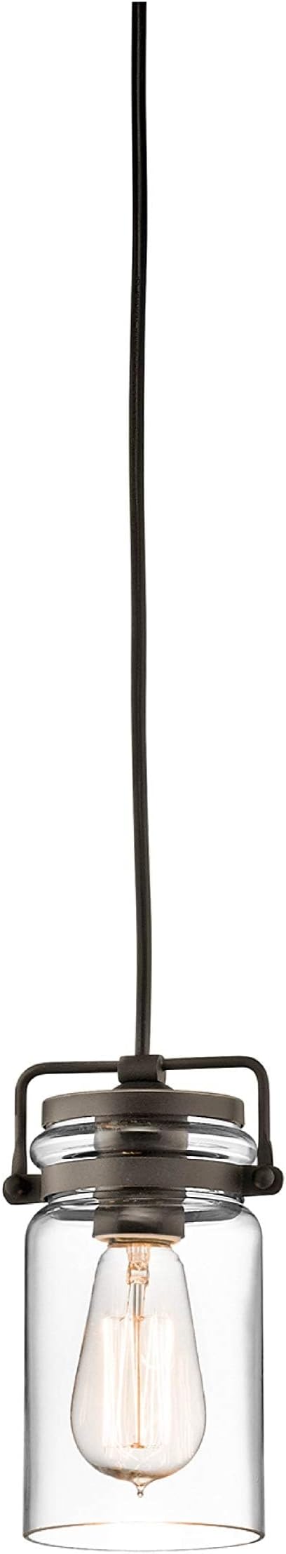 KICHLER Brinley 7.75" 3 Light Pendant with Clear Glass Olde Bronze®