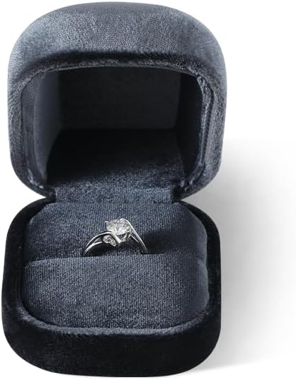 Resilient Velvet Ring Earrings Bracelet Necklace Display Box, Travel Mini Jewelry Organizer Case (Gray, Ring Box)