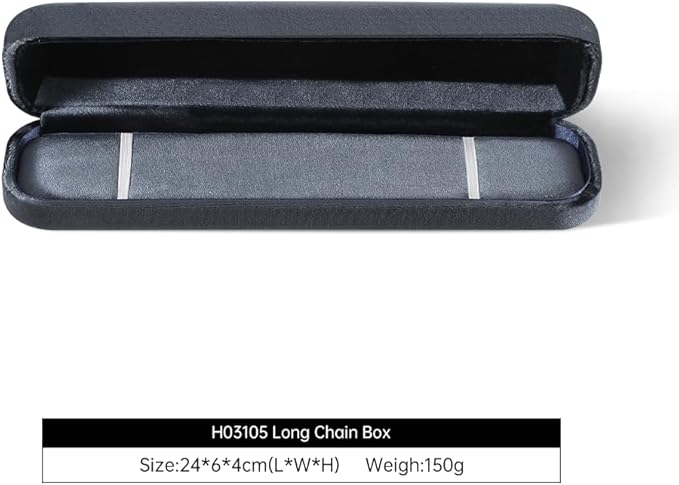 Resilient Velvet Ring Earrings Bracelet Necklace Display Box, Travel Mini Jewelry Organizer Case (Gray, Long Chain Box)