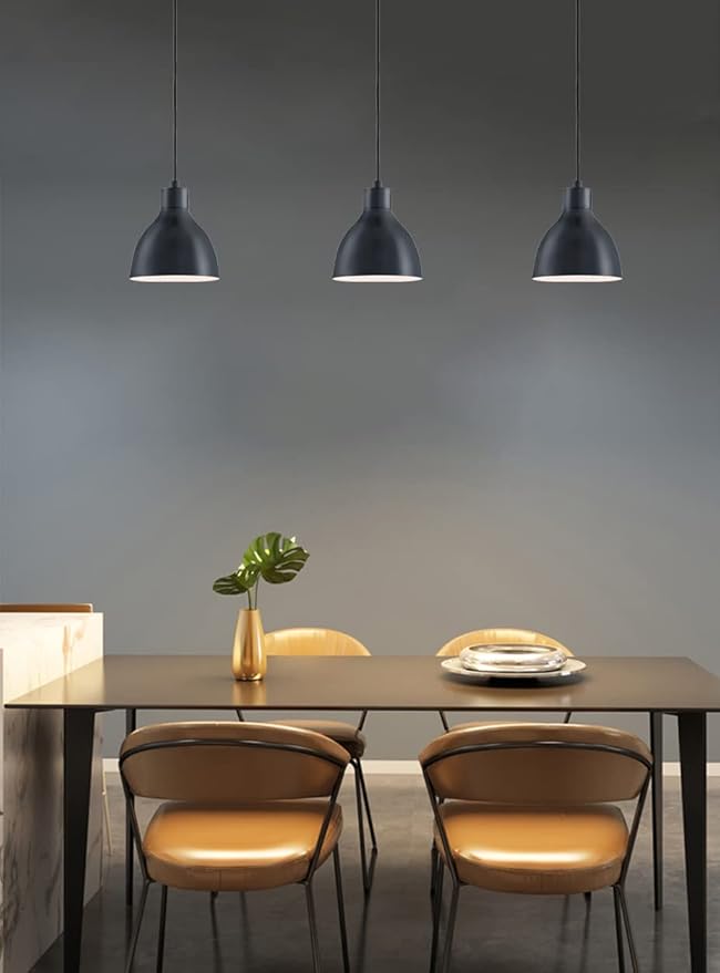 3 Pack 1 Light Industrial Hanging Indoor Mini Pendant Ceiling Light Fixtures Black Finish for Bar Dining Room Corridor Living Room Kitchen Island
