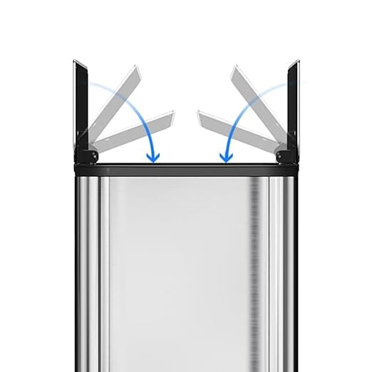 14.8 Gallon / 56L Kitchen Trash Can with Wing Lid, 2 x 7.4Gal Dual Compartments Slim Stainless Steel Garbage Can with 2 Removable Inner Buckets, Fingerprint-Proof Step Rubbish Bin With Soft-Close Lid