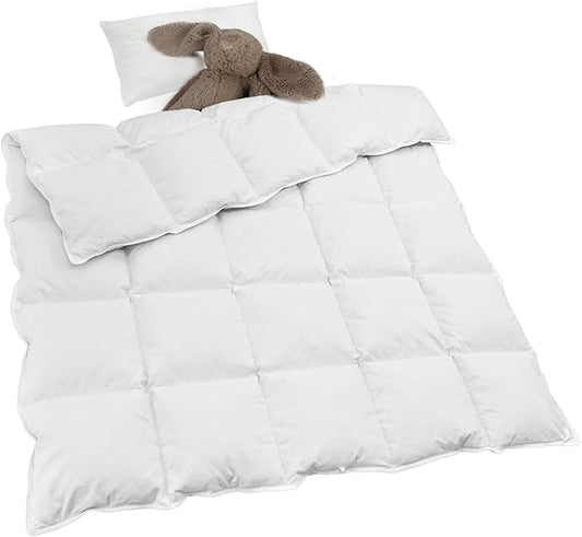 zzlamb Kids Toddler Comforter Crib Blanket, Warm Baby Down Quilt Crib Comforter Small Duvet Insert, Lightweight Soft Noiseless Cotton-Blended Shell Down Proof Machine Washable, White 41x48in