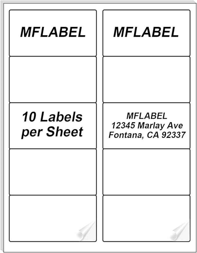 MFLABEL 2x4 Shipping Address Labels - 10-UP, 3000 Count, 300 Sheets for Printer - Internet Mailing Stickers, 2" x 4" FBA Labels for Laser/Inkjet Printer