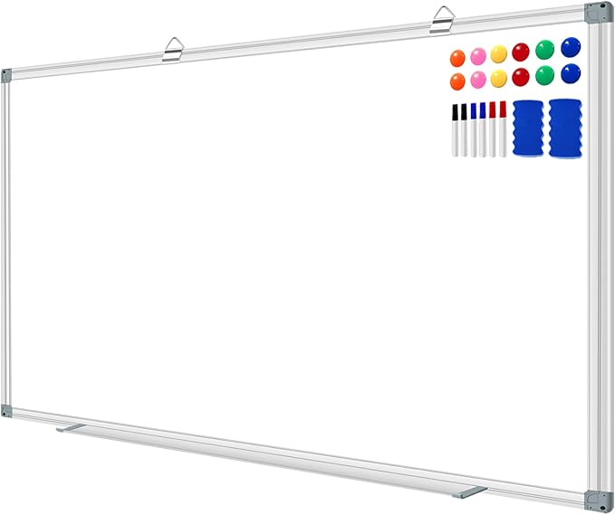 H-Qprobd 72"x48" Large Dry Erase Board for Wall 6' x 4' Magnetic Whiteboard Aluminum Presentation White Boards with Long Pen Tray, 6 Markers, 2 Erasers &12 Magnets