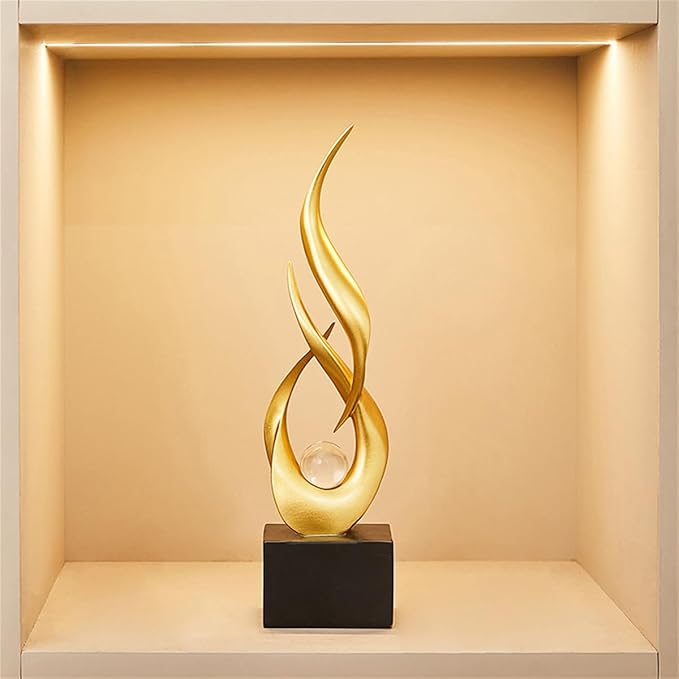 AWNR Abstract Art Deco Decor Statues for Home,Shelves,Table,Living Room, Dining Room,Modern Sculpture Decoraciones of Homes for Sale (Gold D)