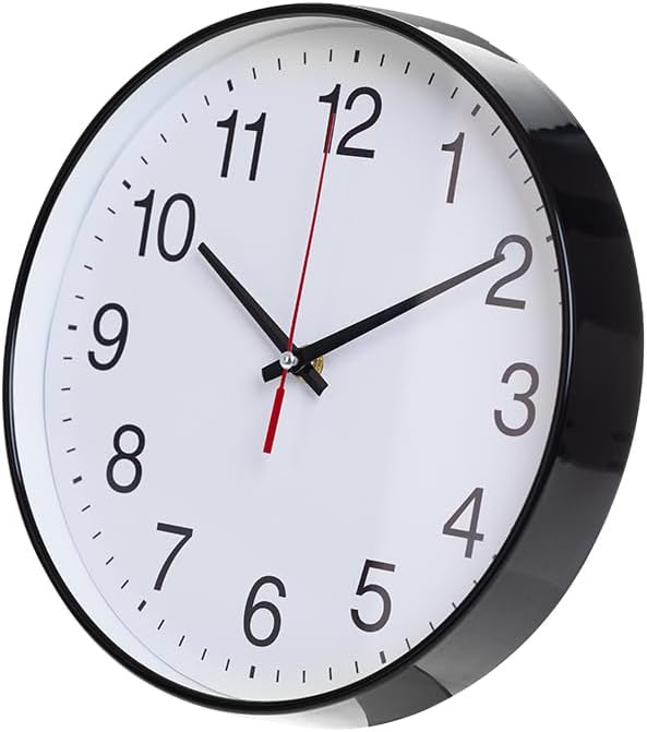 Material: Plastic frame Dampproof glass lens Minimalist Design: Approx. 10 inch diameter, 2.5cm deep Black