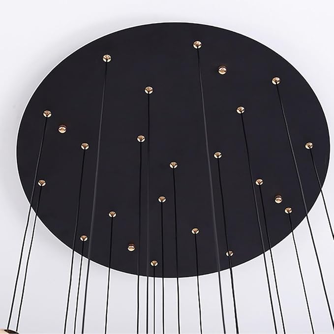 LED Staircase Chandelier Crystal Ceiling Lights Large Chandeliers for High Ceilings, Entryway Modern Lighting Fixture Villas and Stairs 24 Lights Black and Gold Dimmable 2700k-6000k