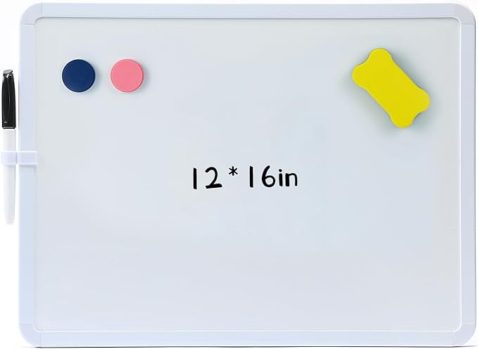 Portable Small whiteboard, Drawing Board, Writing Board, 12 "X 16" Portable Modern Color Frame Dry Erase Board, Used for to-do Notes in Offices, Homes, and Schools (White)