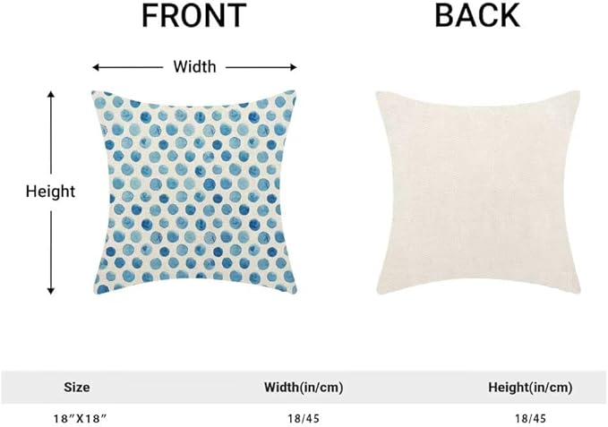 BETGINY Polka Dot Pillow Covers 18x18 Set of 2, Blue Teal Watercolor Aesthetic Decorative Throw Pillow Covers Farmhouse Linen Modern Boho Design Pillowcase for Couch Sofa Home Outdoor Decor