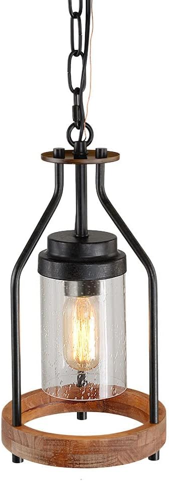 Giluta Simple Pendant Light Retro Island Pendant Lighting Fixture, Farmhouse Kitchen Hanging Ceiling Light with Glass Shade for Bedroom Living Room Bathroom (P0039)
