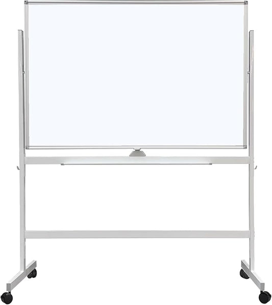 Large Rolling Whiteboard on Wheels, 48" x 32" Double-Sided Mobile White Board with Stand, Portable Standing Dry Erase Board Easel for Home Office Classroom School (32" x 48" WH)